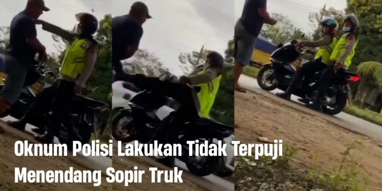 Oknum Polisi Lakukan Penendangan Terhadap Sopir Truk