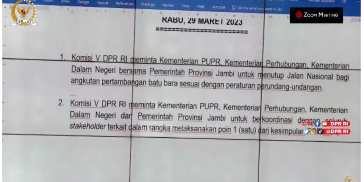 Komisi V DPR RI Minta Agar Menutup Jalan Nasional Bagi Angkutan Batu bara