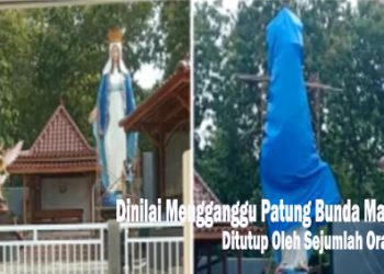Viral…..! Patung Bunda Maria Ditutup Terpal Oleh Warga Kulon Progo Diawal Puasa Pertama