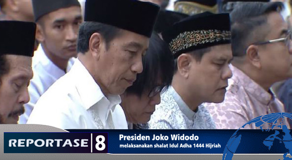 Presiden Jokowi Salat Idul Adha 1444 H/ 2023 M Didampingi Pria Berambut Panjang