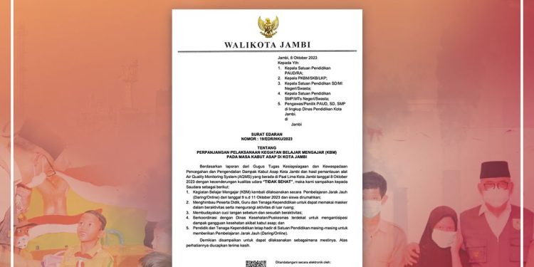 Pemkot Jambi Kembali Perpanjang Masa Pembelajaran Daring