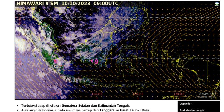 Perkembangan Sebaran Asap di Wilayah Indonesia 10 Oktober 2023