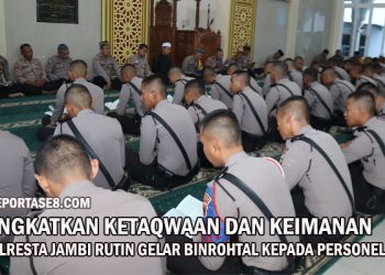 Tingkatkan Ketaqwaan dan Keimanan, Polresta Jambi Rutin Gelar Binrohtal Kepada Personel