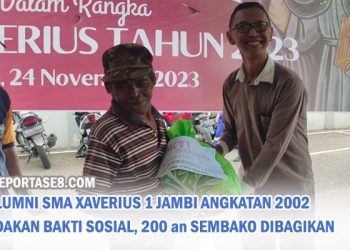 Bakti Sosial Alumni SMA Xaverius 1 Jambi Angkatan 2002, Ratusan Sembako Dibagikan