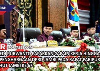 Edi Purwanto Paparkan Capain Kerja hingga Penghargaan DPRD Jambi Pada Rapat Paripurna HUT Jambi ke 67