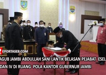 Belasan Pejabat Eselon III dan IV Pemerintahan Provinsi Jambi Dilantik Wagub Abdullah Sani