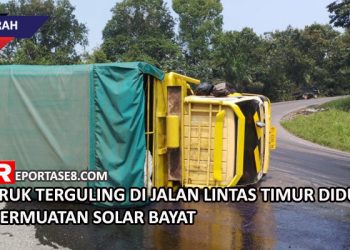 Truk Terguling di Jalan Lintas Timur Diduga Bermuatan Solar Bayat