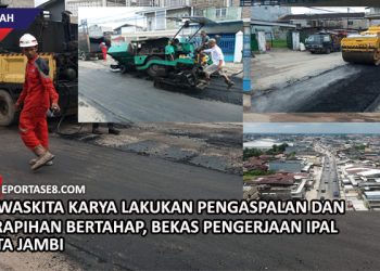 PT Waskita Karya Lakukan Pengaspalan dan Perapihan Bertahap, Bekas Pengerjaan IPAL Kota Jambi